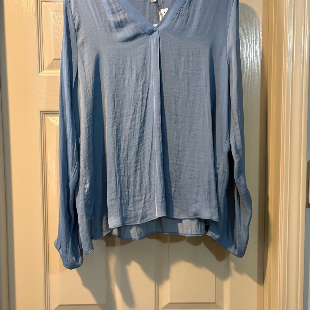 Nine Britton Light Blue V-Neck Blouse NWT